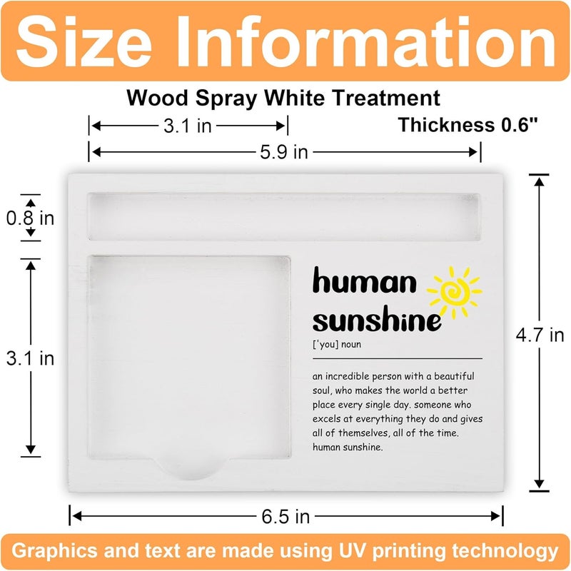 CINRLLA Human Sunshine Desk Note Holder Gift for Coworker Teacher Friend, Inspirational White Wood Sticky Note and Pen Tray, Appreciation Office Decor for Women Men Birthday Graduation, NPB605 - Image 2